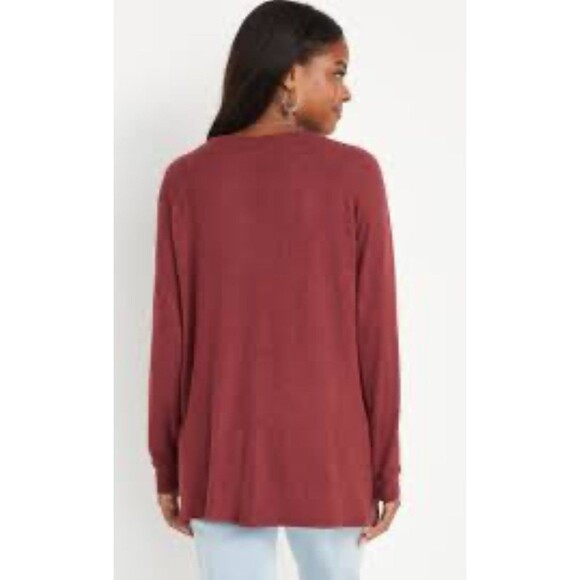 Maurices Haven Cozy Knit V-Neck Burgundy Pullover Top Sz XL Long Sleeves - Picture 2 of 9